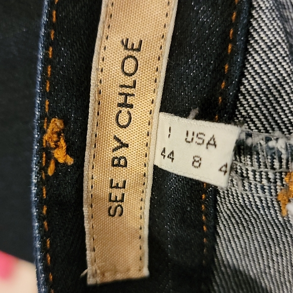 SEE BY CHLOE Dark Blue Denim Skirt US 8 Made In Italy GUC - Picture 3 of 16